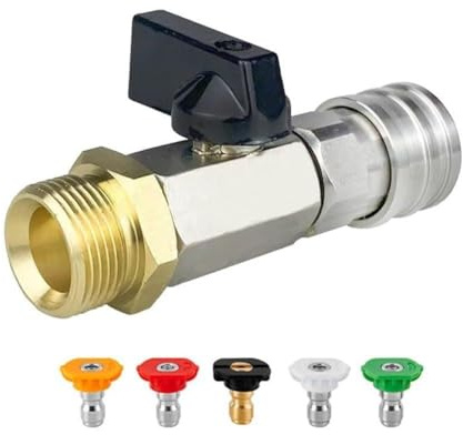 MonoSora Válvula de bola para lavadora de alta presión con conector rápido e interruptor de encendido/apagado de 4500 PSI de acero inoxidable y latón para modelos Kaichi