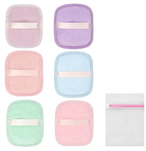 Dischetti Struccanti Riutilizzabili con custodia, 6 pezzi, Salviette Struccanti per Viso, Spugnette Morbide, detergenti, senza nanoparticelle, per cosmetici cancellabili da viaggio, 6 colori