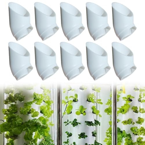 Hosrivae Confezione da 10 tazze per piantare colonne in PVC per coltivazione senza suolo 20 x 20 x 15 cm vasi verticali salvaspazio da giardino con diametro foro 38 mm bianco