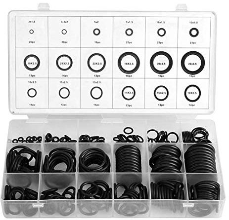 279pcs/Kit Nero Becco di Gomma O Ring Kit Gomma Idraulico Sanitari Guarnizioni Guarnizione Assortimento 18 Dimensioni Guaina di Gomma Assortimento Set Guarnizione Ring