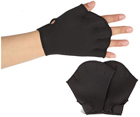 Aquatic Gloves 1 Pair Swimming Webbed Gloves Water Resistance Training Paddles Adult Adjustable Diving Hand Equipment Men Women Fitness Surfing Sports Hand Fins Swimmer Elastic Duck Web Hand Wear