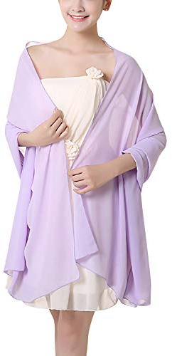 YAOMEI Femme Echarpe Châles Foulards Chiffon, Etoles écharpe Fichus de tête Les Mariages Mariée Bridemaids Tenue de soirée Fête Plage (76.8 * 43.3 Pouces (195cm * 110cm), Violet Clair)