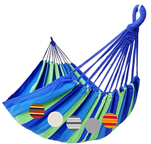 GOCAN Amaca brasiliana doppia per 2 persone, extra large, 220 x 160 cm, lunghezza totale 330 cm, carico 300 kg, in tela di cotone, per patio, veranda, giardino, cortile, relax all'aperto e interno
