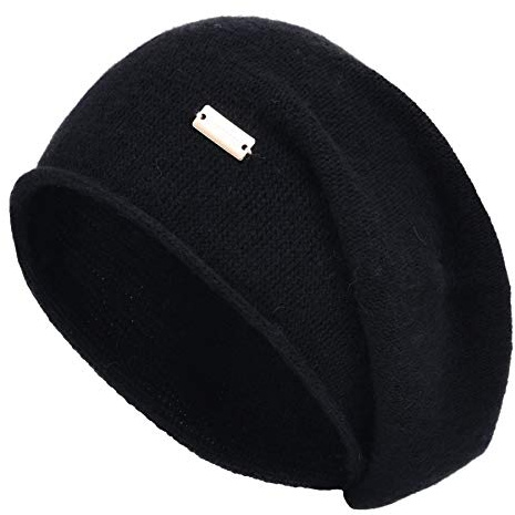 jaxmonoy Lightweight Knit Slouchy Beanies for Women Winter Hats Soft Warm Ladies Slouch Knitted Skull Beanies Cap - Black