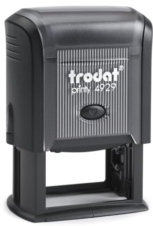 Trodat Printy 4929 Tampon personnalisé avec texte de votre choix, couleur du boîtier noir – Tampon d'adresse – Tampon d'entreprise – avec texte souhaité – 50 x 30 mm – 8 lignes