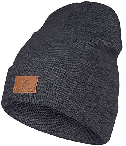 HAMUNI Beanie Mütze für Herren Damen, Klassische Wintermützen Bequem Atmungsaktiv Weich Acryl Beanie Hat Strickmütze Vintage Einfarbig Strick Bündchen Beanies Unisex