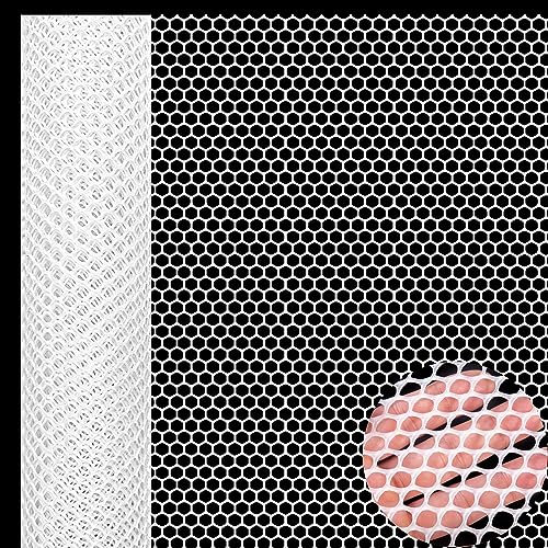 Plastic Chicken Wire Mesh Roll 10m Plastic Mesh Fencing Poultry Breeding Netting Garden Balcony Fence Mesh for Home Décor and Gardening, Temporary Fencing for Yard (40cm x 10m, White)