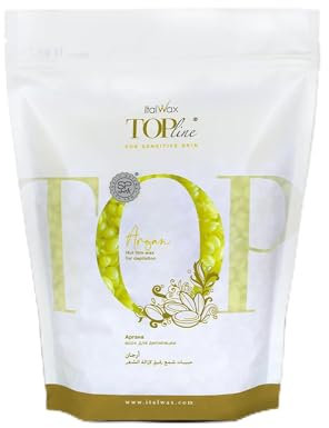 Italwax Top Line Argan - 750g - Perline di cera per la depilazione a caldo senza strisce - Formula sintetica ideale per le pelli sensibili - Consigliato per l'area bikini e le ascelle - Inodore