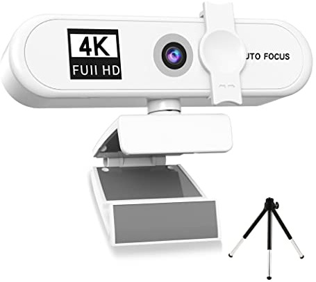 CLSSLVVBN Dator Webbkamera Autofokus USB Möte Konferens PC-kamerabyte Webbkamera Videokamera Live Streaming Videosamtal, Vit, 4K