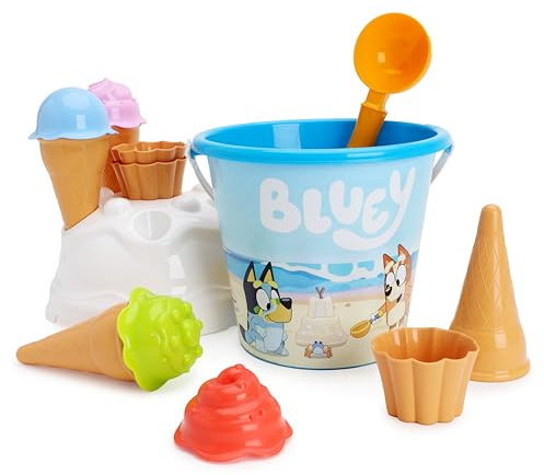 Toyland® Bluey & Bingo Juego de Cubo y Pala de 14 Piezas con Conos de Helado - Juego de Arena y Agua - Juguetes de Playa - Edad 2 Años +