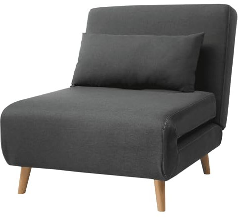 Asukale Schlafsofa, 4 in 1 Schlafsessel mit Bettfunktion, Schlafcouch, Gästebett, Einzelsofa, Polstersofa, mit Verstellbarer Rückenlehne,Chaiselongue, für Schlafzimmer, Wohnzimmer Darkgrau