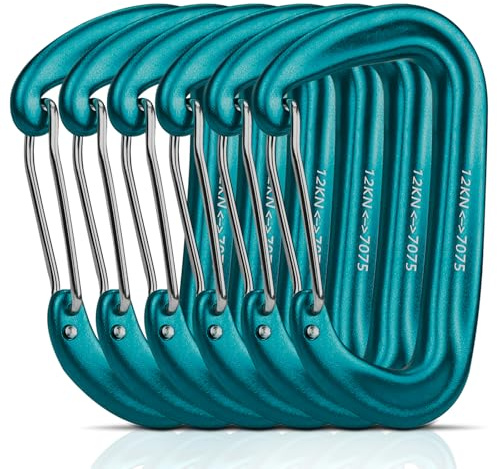 6 Piezas Mosqueton Aluminio Mosquetones 12KN (1200KG) Mosquetón Grande Elección de 7 Colores para Fijación de Hamaca, Aire Libre para Senderismo, Camping y Mochileros (Verde)