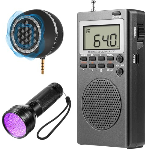 Dunzy Ghost Hunting Equipment Kit,Spirit Ghost Hunting Equipment Communication Include 1 Paranormal Radio 1 Speaker and LED UV Flashlight,Paranormal Research Tool Portable Detector(Retro Style)