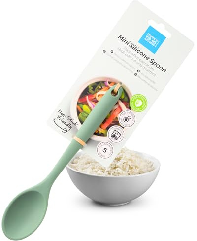 Taylors Eye Witness Mini cucchiaio per mescolare salvia in silicone, lavabile in lavastoviglie, perfetto per padelle antiaderenti. Abbastanza piccolo per barattoli. Resistente a odori, macchie e