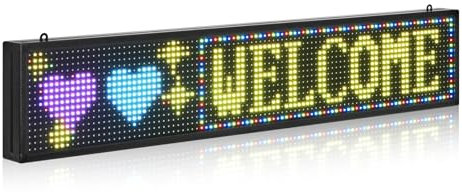 VEVOR Enseigne Lumineuse LED Programmable 99x19 cm, Panneau d’Affichage Numérique Couleur Pleine P10, GIF à Motifs de Texte Personnalisés, Commande Bluetooth, Information Publicitaire Publicité