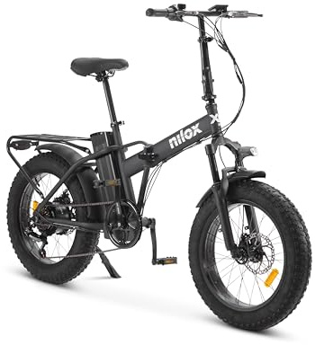 Nilox, Ebike X8 Pro, Bici Elettrica Pieghevole, Fino a 70 km di Autonomia, Fino a 25 km/h, Motore 36V/250W e Batteria Removibile, Ruote 20”, Cambio Shimano 6 Velocità, Freni a Disco, Nera
