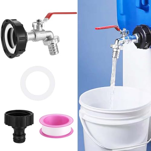 Robinet de vidange Ezranova IBC, robinet de réservoir robinet à bille en alliage avec raccord 3/4 pouce Adaptateur IBC pour r obinet de réservoir d'eau, R éservoir d'eau de pluie Accessoires pour