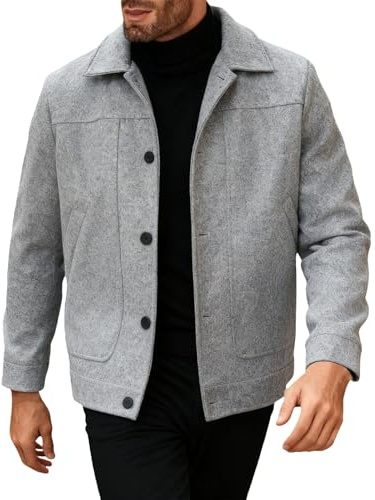 Peacoat män blandning lastbilsjacka solid krage kappa knapp ner skal | Casual Business Coats avslappnad passform bomberjackor höst vinter overshirt klassisk vindjacka bekväm mjuk trenchcoat