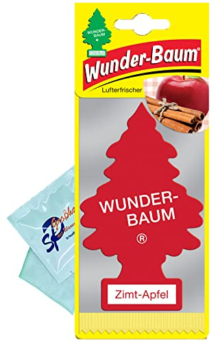 WUNDER-BAUM 5 Stück Zimt-Apfel Lufterfrischer Duftbaum Wunderbaum Original inkl. 1 x Glasreinigungstuch von SP Großhandel Gratiszugabe
