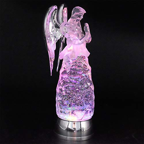 Wondise Color Changing Angel Lighted Snow Globe Water Lamp with 6H Timer