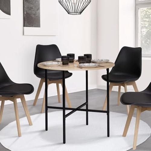 IDMarket - Esstisch, rund, Detroit für 4 Personen, Industriedesign, 80 cm