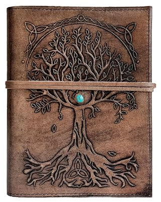 Jaald 20 cm Notizblock Notizen Notizbuch Seiten Handgemacht Album Tagebuch Leder mit Lederbezug Geschenke Antik Keltische Baum des Lebens