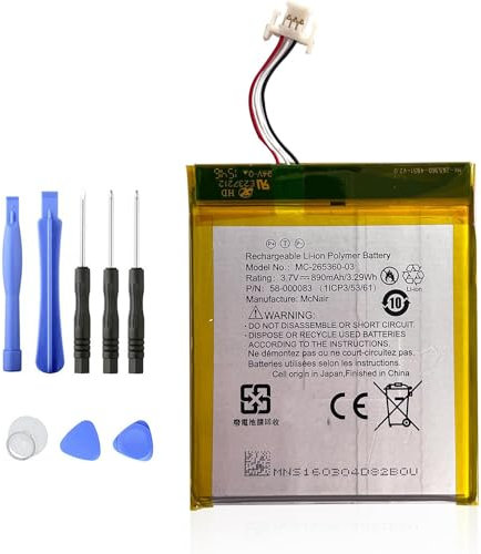 XITAIAN 3.7V 3.29Wh 890mAh MC-265360-03 58-000083 Sostituzione della batteria per 7 558 WP63GW E-Book E-Reader (con 8 pezzi di strumento di riparazione)