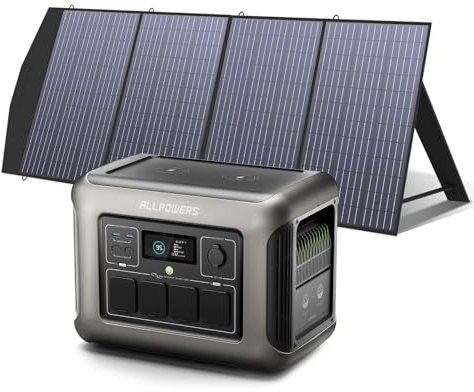 ALLPOWERS R1500 Solar Generator, 1800W 1152Wh Portable Power Station with SP033 200W Solar Panel, LiFePO4 Battery Pack, UPS Function for Home Emergency Outdoor RV Camping Power Outage