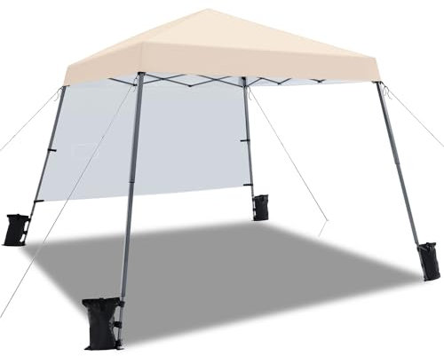 Yaheetech Carpa Plegable con Pared Lateral Inclinado 3×3m Impermeable Protección UV UPF 50+ para Jardín Playa Picnic y Exteriores Carpa Beige