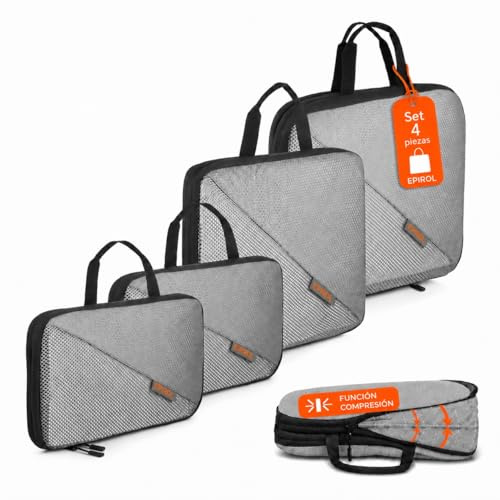 Organizador Maleta - Bolsas Compresión Viaje - Bolsas Organizadoras Maleta - Packing Cubes Travel Essentials - Accesorios viaje Regalo Para Viajeros (Gris)