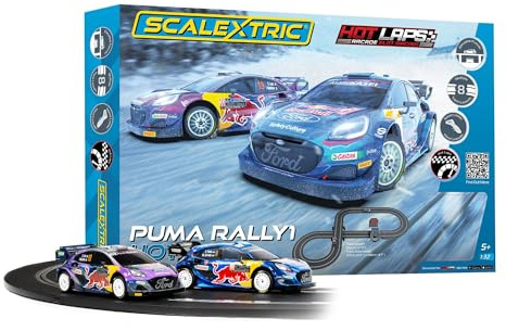 Scalextric Racing Track Sets for Kids - C1452M Scalextric Puma WRC Hot Laps Race Set Speed Track - Electric Tracks for Boys & Girls 5+, Slot Car Race Tracks - 1:32 Scale Mini Car Racing Sets