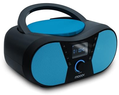 Mooov 477412 - Reproductor de CD portátil, Lector CD Audio CD-R/CD-RW, Radio FM, Puerto USB para MP3, Sonido estéreo de 4W, asa ergonómica, Funciones Sleep e ID3, sportman