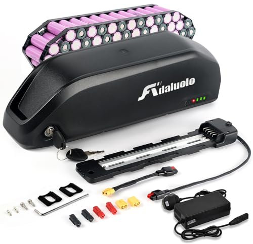 Adaluolo 48V 15AH Ebike Battery Removable Electric Bike Battery Large Capacity Lithium ion Battery with Charger, BMS, Indicator Light, 5 Pin Base Plate for 750W 1000W 1200W Motor