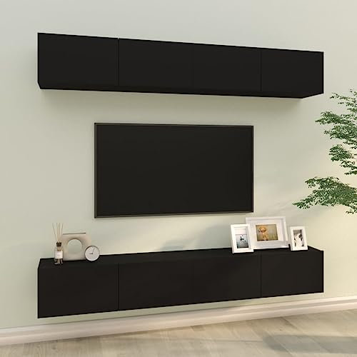 ShGaxin TV-möbler 4 stycken svart 100 x 30 x 30 cm, TV-skåp, TV-skåp, TV-skåp, vardagsrumsmoduler, moderna vardagsrumsmöbler