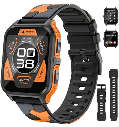 Smartwatch Damen Herren mit Telefonfunktion ,1,83'' HD-Display aktivitätstracker fitness tracker uhr mit Schlafmonitor blutdruckmessung 100+ Sportmodi, Sportuhr fitnessuhr kompatibel mit Android ios