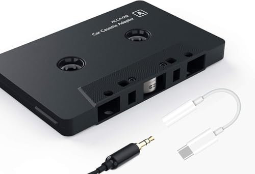 Car Audio aux Cassette Adapter and a Type C to 3.5mm Audio Aux Jack Adapter,Compatible for Google, Samsung, Xiaomi, Huawei all TYPE C Port Devices, Black