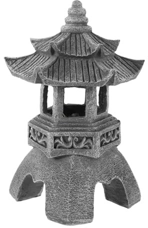 Toyvian Solarpagodenlaterne Gartenstatue Aus Harz Pagodenstatue Für Draußen Zen-Design Solarkugel Für Gartenpark Und Hofdekoration Asiatische Pagode Solargartendekor