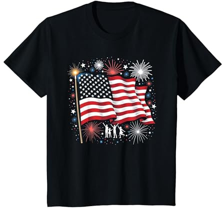 Étoiles, Rayures et cierges Magiques T-Shirt, Enfant, Noir, 4 Ans