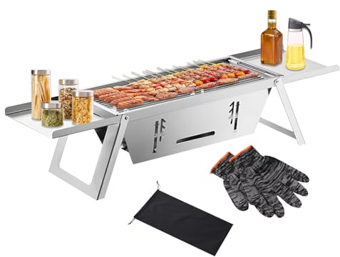Griglia pieghevole a carbonella | Barbecue da campeggio – Griglia in acciaio per l'uso a casa balcone tavolo picnic campeggio viaggio