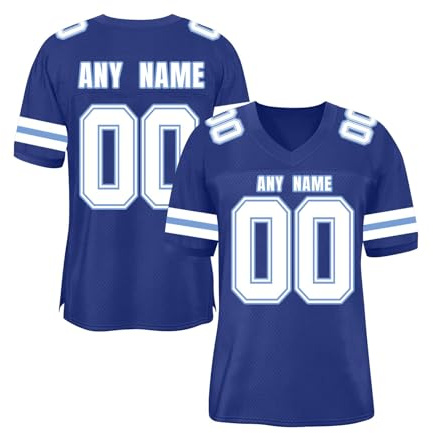 Personnalisé Maillot de Football Américain pour Adulte et Enfant, Homme et Femme Tee Shirt Personnalisable avec Nom Numéro L'équipe Oversize Sport Tee Rugby Shirt