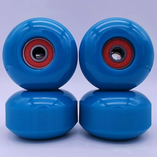 Lot de 4 roues de longboard 95A 52 x 32 mm en polyuréthane souple avec roulements ABEC-9 pour cruising de rue et skateboard en plein air (bleu)