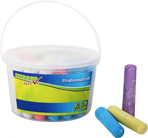 Hoffmann Outdoor Active Straßenmalkreide im Eimer, 36 Stück-sortiert
