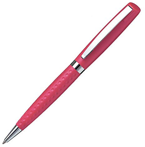 stempel-fabrik – Stempel-Kugelschreiber Heri Classic G Light 6442 Custom mit Wunschtext personalisieren – 2in1 Kugelschreiber mit selbstfärbendem Taschenstempel (33x8 mm | 3 Zeilen | Pink)