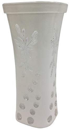 24cm Tall Wide Mouth White Glass Flower Vase Flared Design Vase Floral Design
