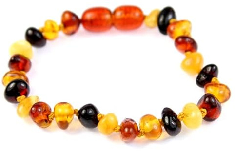 SilverAmber - Bracelet de cheville en ambre de la Baltique (100% authentique, fait à la main, 12-27 cm), Tissu,