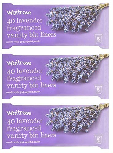 WAITROSE 40 Lavender Fragranced Vanity Waste Bin Liners 3 Pack