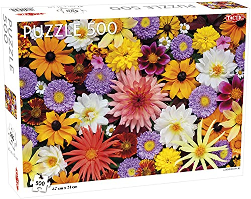 Tactic Games 56747 500 st pussel: Trädgårdsblommor, Flerfärgad
