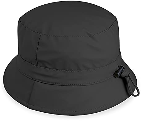 fiebig Ginny Sombrero de lluvia con banda flexible | Sombrero de pescador para exteriores con forro de algodón ligero | Ajuste cómodo para todo el año, Negro , 56