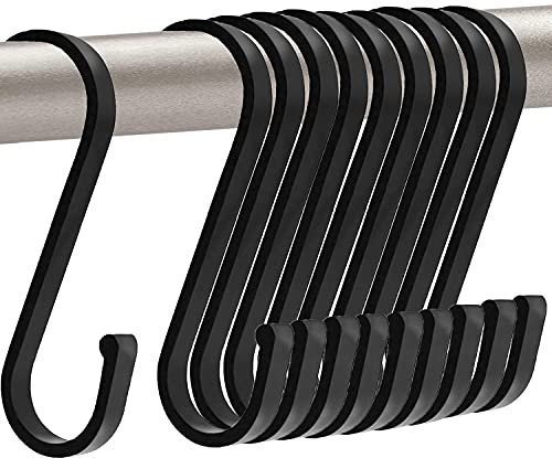 GAViA S-Haken 20 Stück S-Haken in Form von schweren Haken Rostfreier Haken Multifunktions-Aluminium S Kleiderhaken für Küche Schlafzimmer Badezimmer Garten Büro (Schwarz matt)