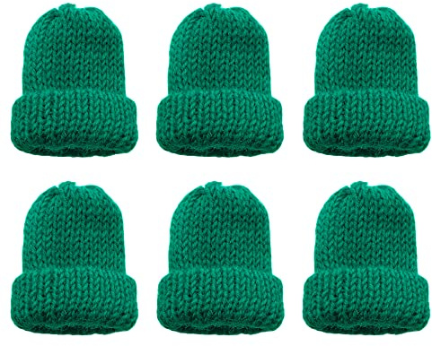 MIJOMA Set med 6 äggvärmare stickad mössa, äggvärmare av stickad, stickade äggvärmare mössor för frukostägg, minimössa hantverkstillbehör, presentidé födelsedag flytt, ny indrag (mörkgrön)